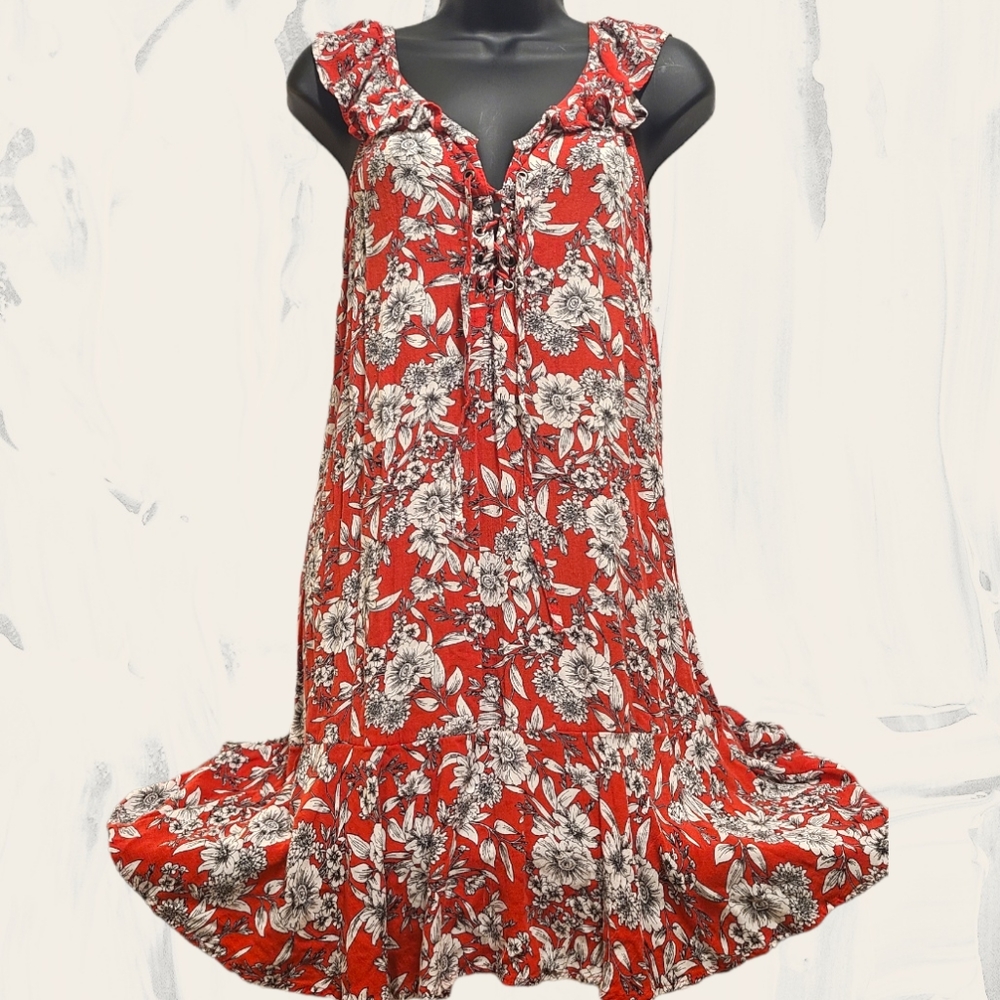 American Eagle Outfitters Lace Front Floral Print Mini Dress Size XS